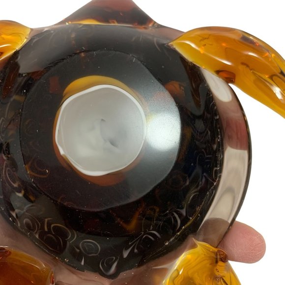 Art Glass Amber Brown Millefiori Large Turtle Figurine Paperweight Heavy - Picture 9 of 12